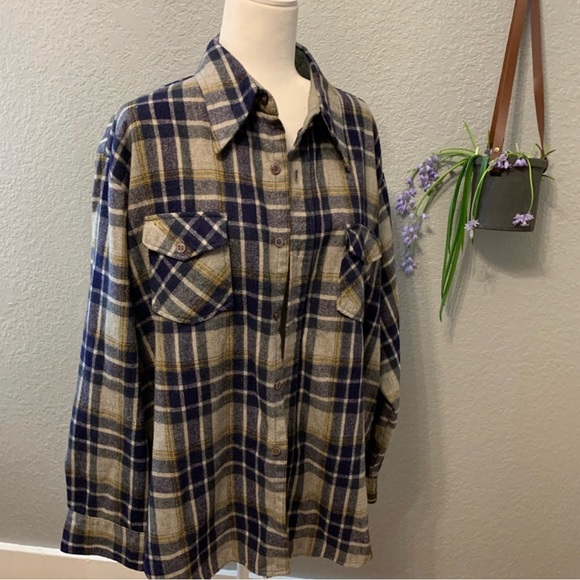 VINTAGE MENS GRODINS MENS FANNEL BUTTON DOWN SHIRT - Picture 7 of 7